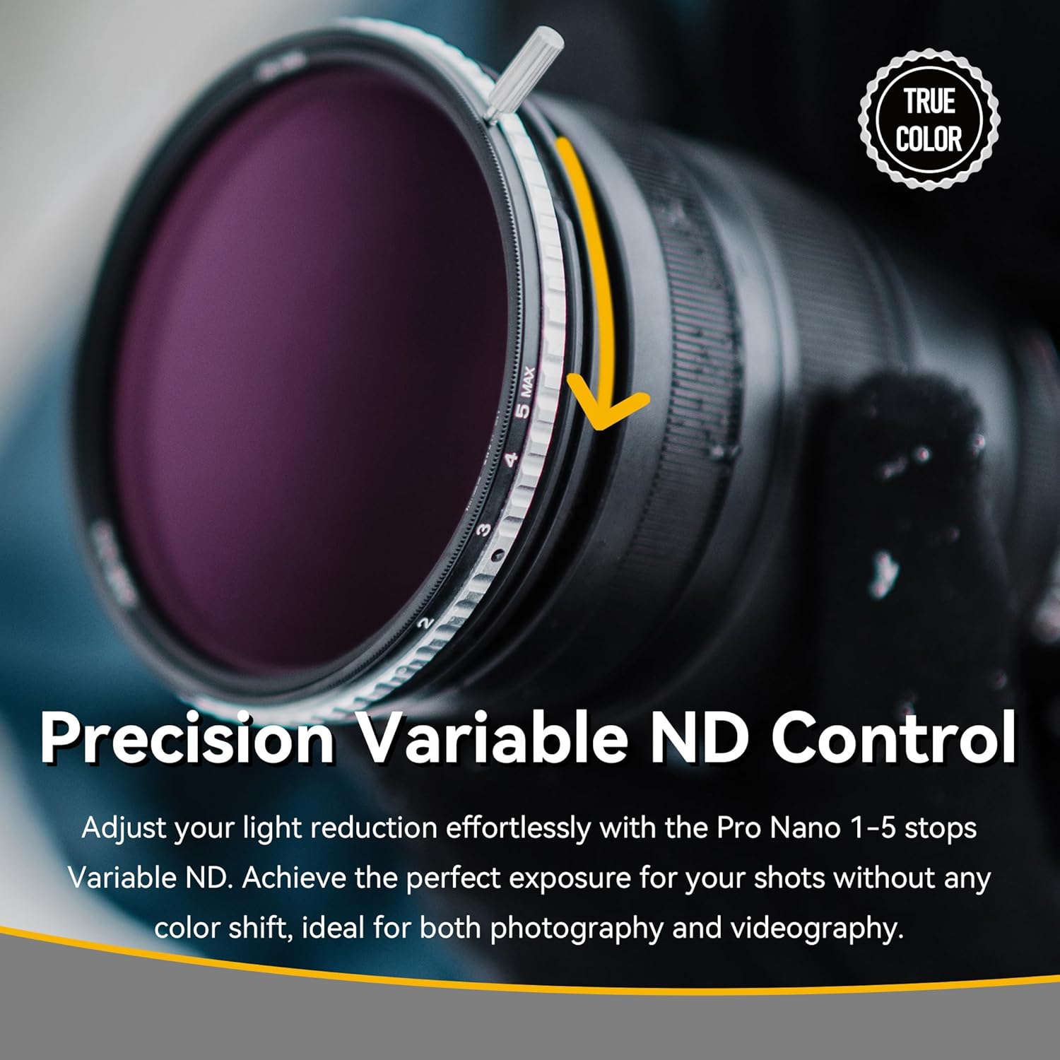 NiSi 2.047 in True Color ND-Vario  Filtro de densidad neutra variable de 1-5 paradas  Fotografía y videografía