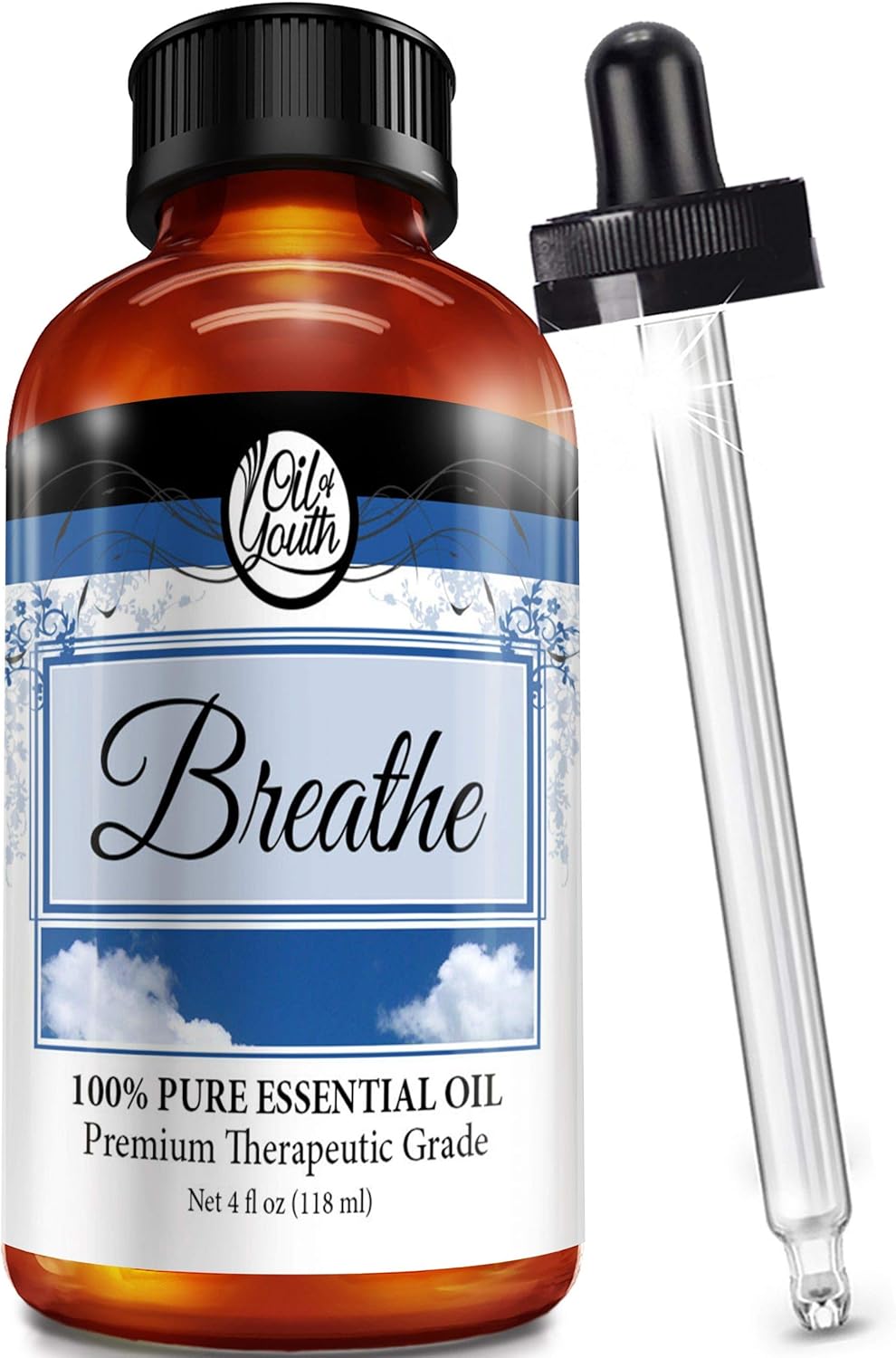 Oil of Youth Aceite esencial de mezcla de respiración a granel de 4 onzas, grado terapéutico, puro y natural