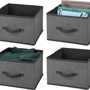 mDesign Contenedor de tela para organizador de cubos, cubo de almacenamiento plegable de tela, organizador de almacenamiento plegable para armario, mDesign Contenedor de tela para organizador de cubos, cubo de almacenamiento plegable de tela, organizador de almacenamiento plegable para armario,