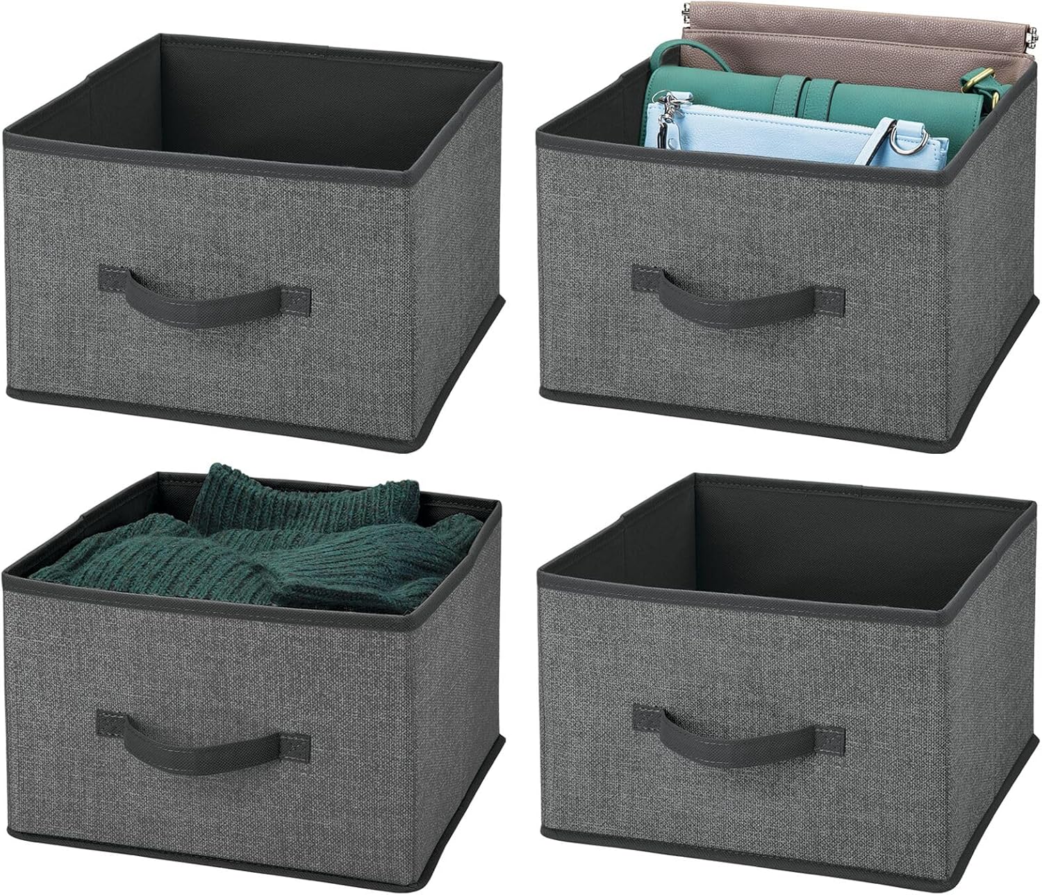 mDesign Contenedor de tela para organizador de cubos, cubo de almacenamiento plegable de tela, organizador de almacenamiento plegable para armario,