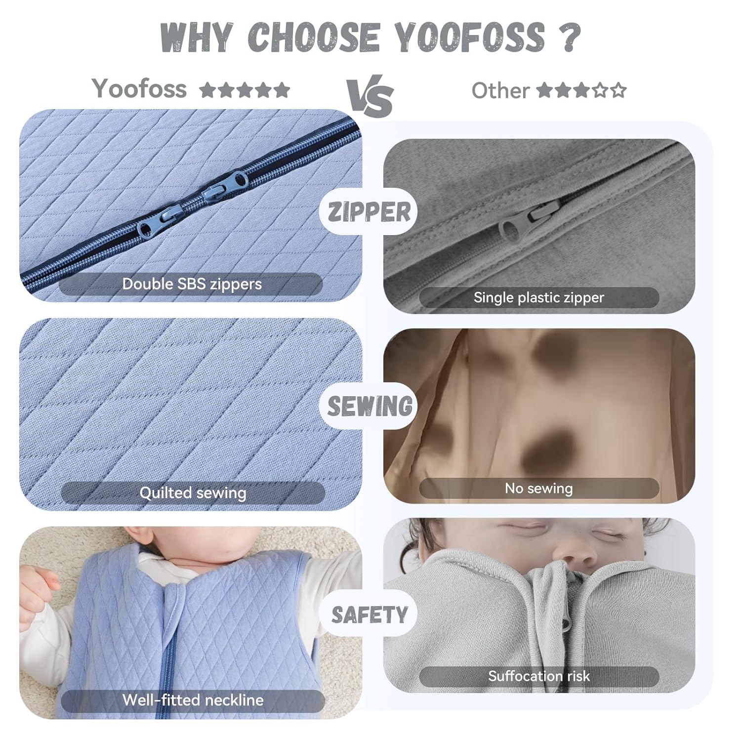 Yoofoss Saco de dormir para bebé de 6 a 12 meses, TOG 2.5, manta de invierno para bebé, 100% algodón, saco de dormir para niños pequeños, con