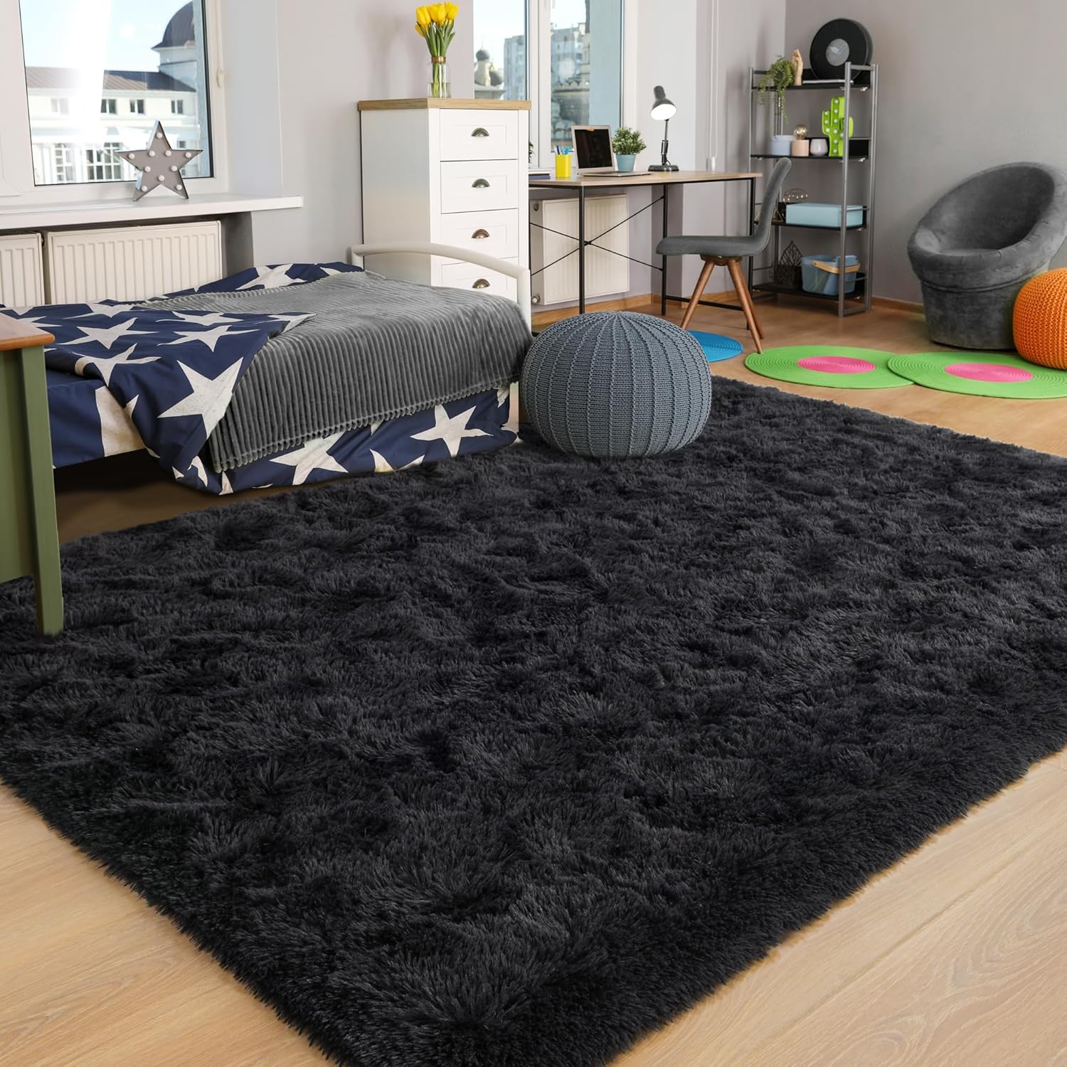 Foxmas Alfombras grandes para sala de estar y dormitorio, de 6 x 9 pies, mullidas y peludas para habitación de niños, alfombra peluda de felpa para