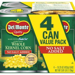Del Monte Fresh Cut Golden Sweet Whole Kernel Corn With No Added Salt 4-15.25 Oz. Can, 15.25 Oz (Pack Of 4) Del Monte Fresh Cut Golden Sweet Whole Kernel Corn With No Added Salt 4-15.25 Oz. Can, 15.25 Oz (Pack Of 4)