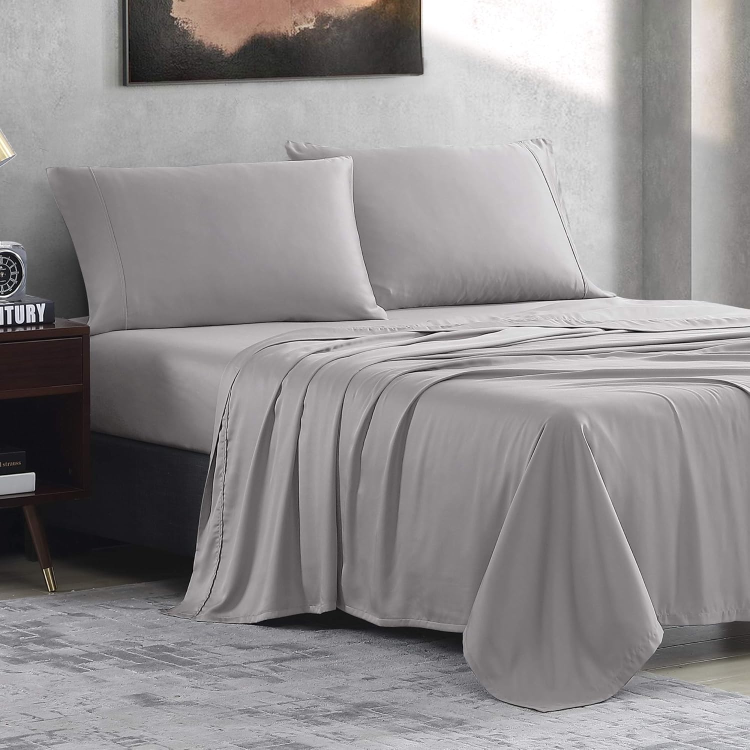 Valeron Juego de sábanas de 100 % Tencel modal satinado, lujosamente suave, transpirable, refrescante, fibra de haya tamaño California King, color