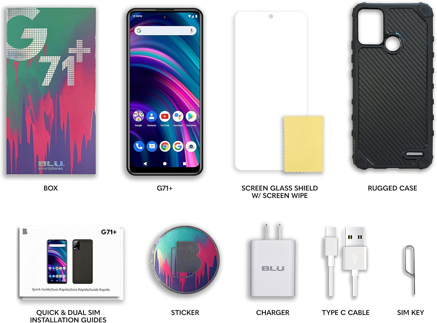 BLU G71+  2022  Batería de 3 días  Desbloqueada  Pantalla HD+ de 6.5 pulgadas  Versión de EE. UU.  1284 GB  Verde