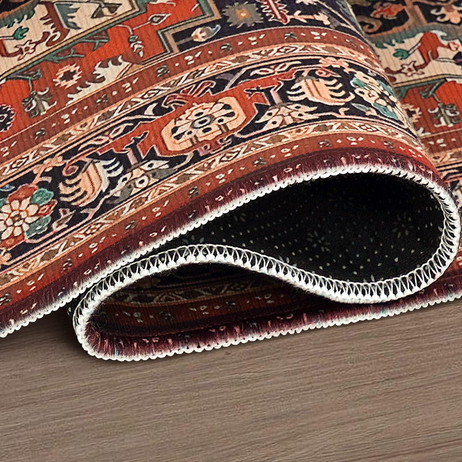 Juego de 2 alfombras persas de cocina, antideslizantes, lavables, para medallón oriental, bohemio, tapetes de cocina para piso, decoración retro