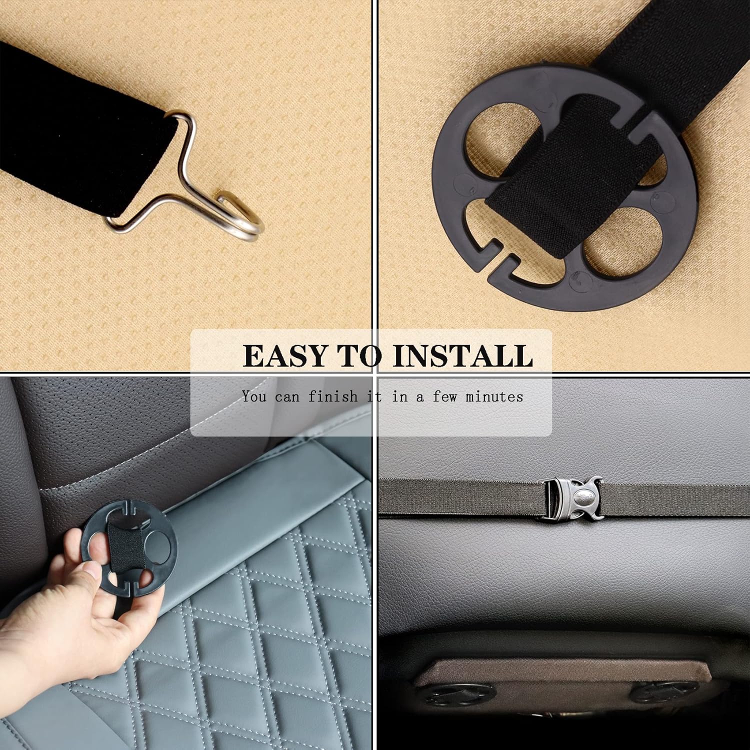 Cusaota 2 fundas protectoras de asiento de automóvil para parte inferior de asiento delantero, de piel sintética de lujo, para el interior del