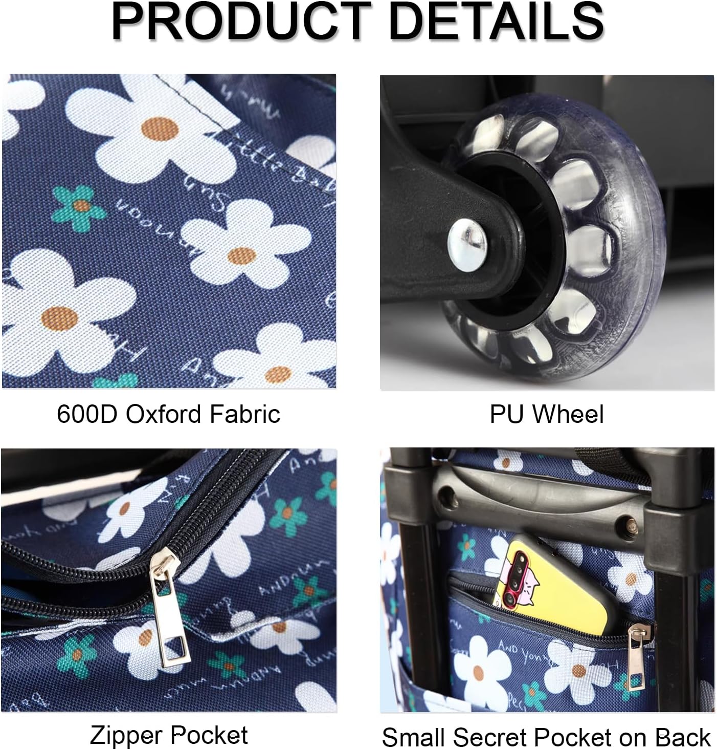 Carros de compras para comestibles, carritos de comestibles, bolsa de mano con ruedas, bolsas plegables para carrito de compras, bolsas de