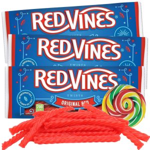 Giros de regaliz rojo, cuerdas de gomita con sabor a cereza masticable, aperitivos clásicos para fiesta de cumpleaños, 2 onzas (paquete de 3) Giros de regaliz rojo, cuerdas de gomita con sabor a cereza masticable, aperitivos clásicos para fiesta de cumpleaños, 2 onzas (paquete de 3)