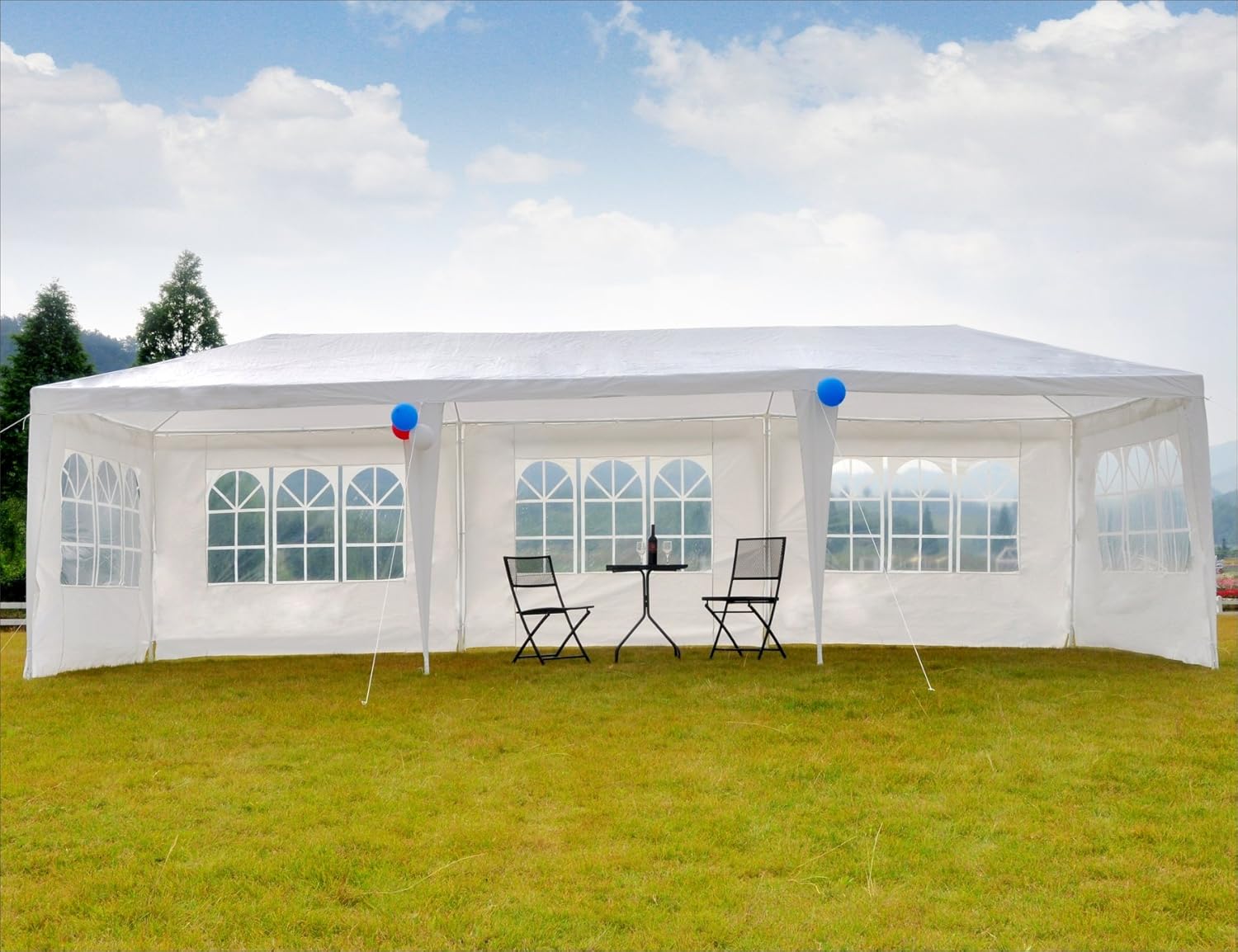 GOJOOASIS Tienda de campaña para bodas de 10 x 30 pulgadas, color blanco, carpa para exteriores (10 x 30 pies con 5 paredes)