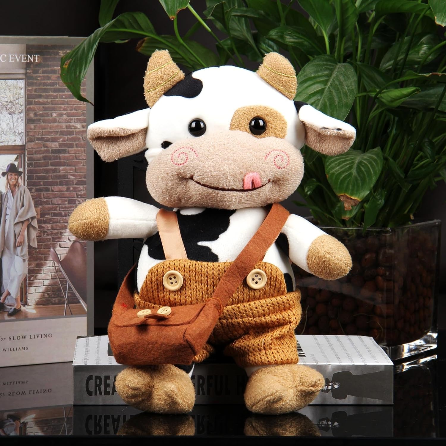 Juguete de peluche de ganado vaca, almohada de leche grande de 12 pulgadas, peluche suave de ganado, almohada de abrazo de vaca, muñeca de animales
