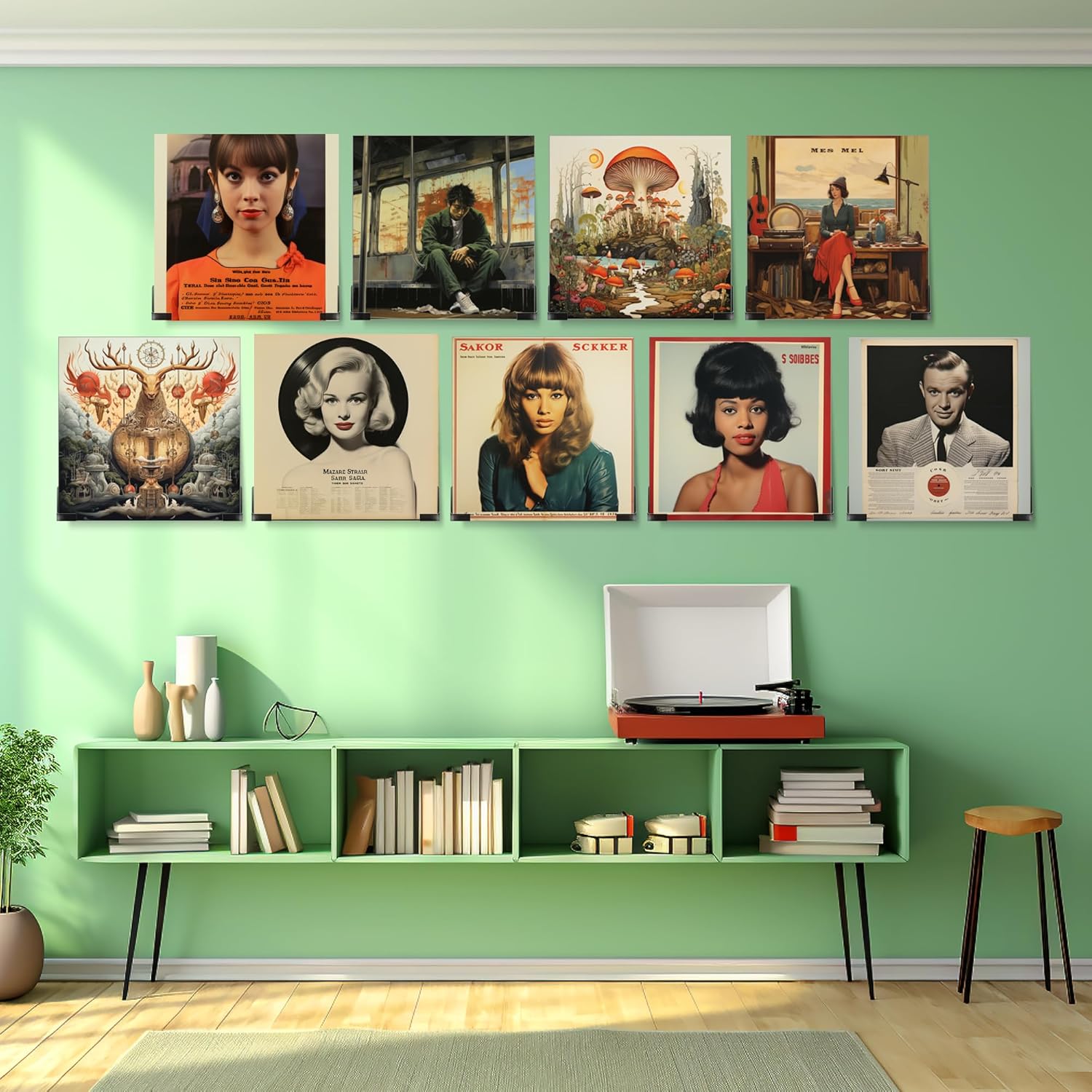 LANXGNAN Estante de pared de vinilo negro, soporte de exhibición de discos de vinilo acrílico para mostrar tu lectura diaria de LP en la oficina y