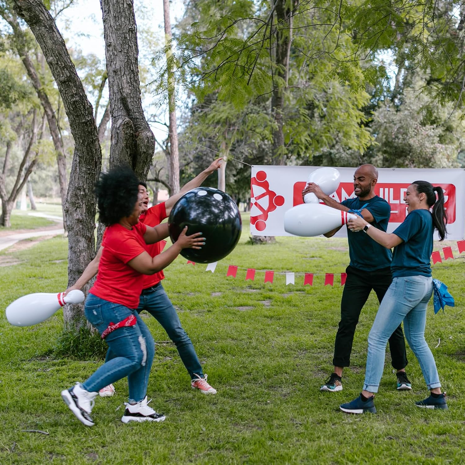 Juego de bolos para niños, gigante inflable para exteriores, 12 pines de bolos y 2 bolas portátiles para interiores o exteriores, juego de bolos