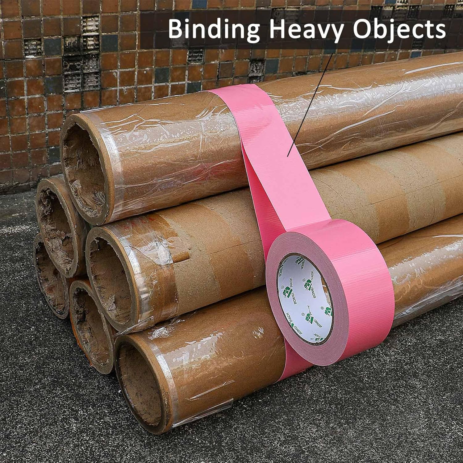 BOMEI PACK Cinta adhesiva de color rosa, cinta adhesiva industrial resistente 9mil x 1.88 pulgadas x 30 yardas para embalaje y reparación