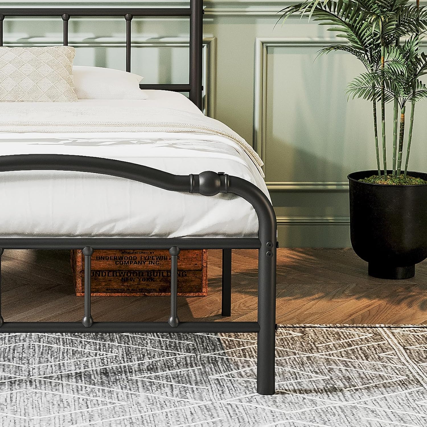 Base de cama individual XL con cabecero y estribo, estilo vintage, listones de acero, capacidad de peso de 14 pulgadas de alto y 2500 libras,