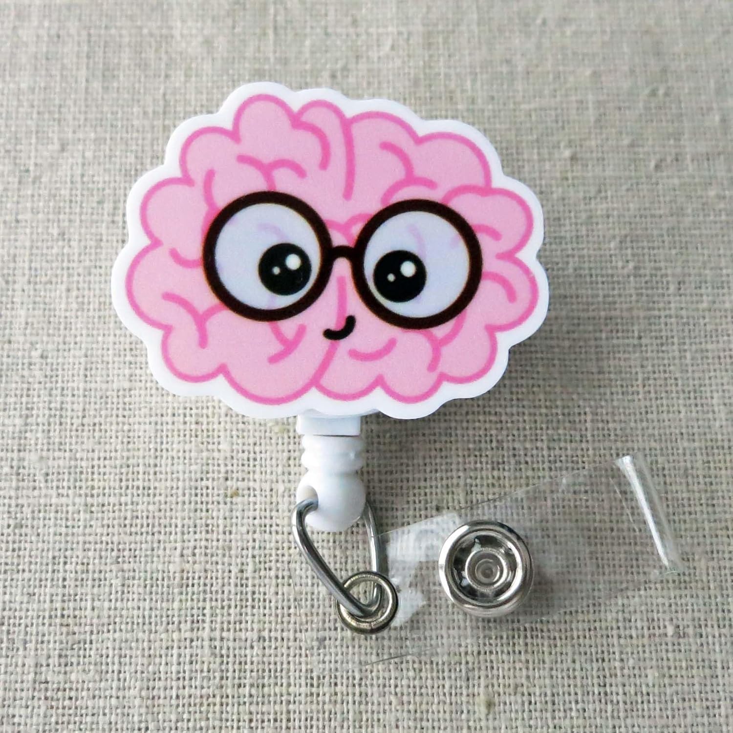 Cute Brain Badge Reel, Kawaii Brain ID Badge Holder, Neurology Brain Badge Clip, Neuro Nurse Retractable ID Badge Holder, Neuroscience Badge Reel,