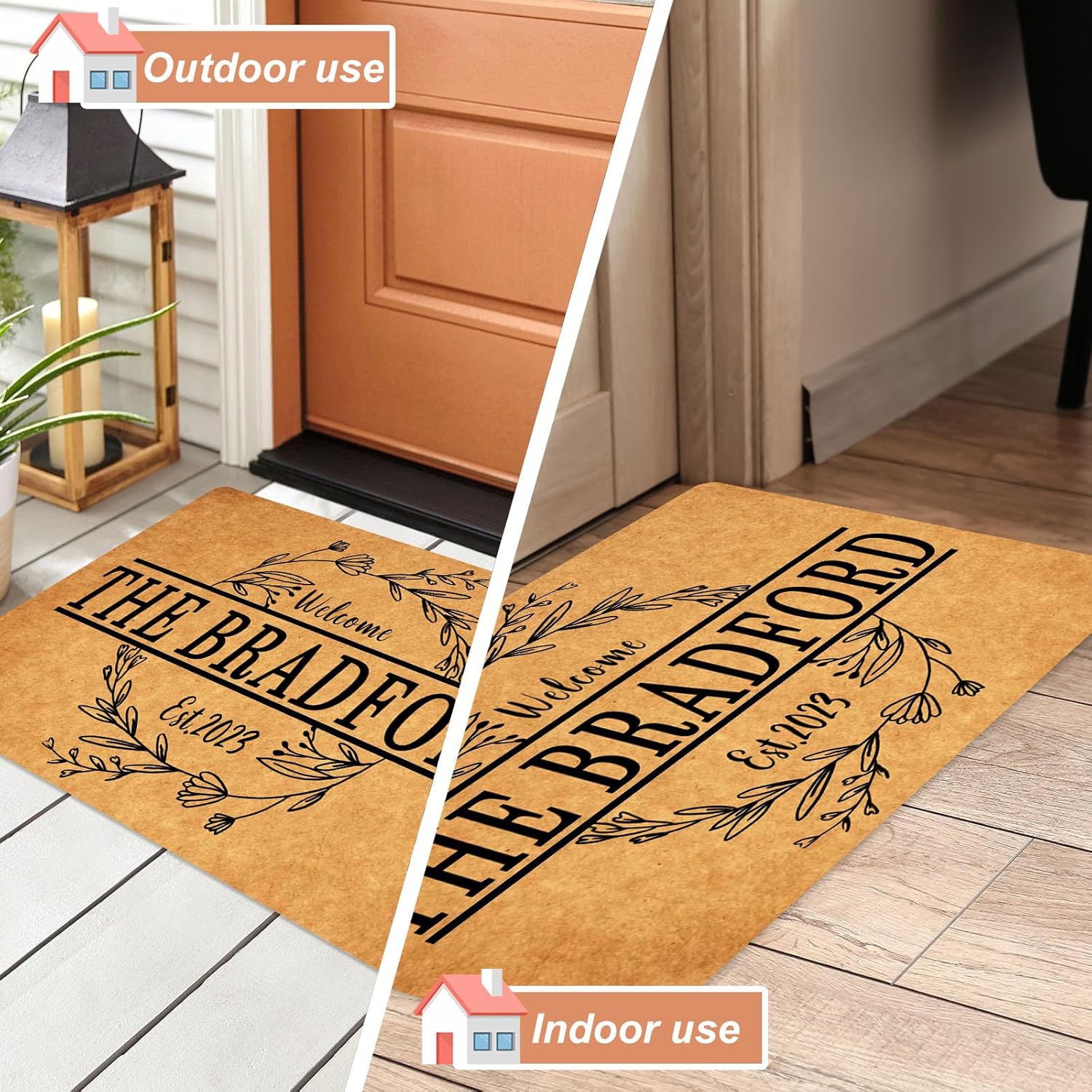 Tapetes personalizados para puerta al aire libre para la entrada, tapete personalizado para entrada interior con texto, divertidos tapetes para