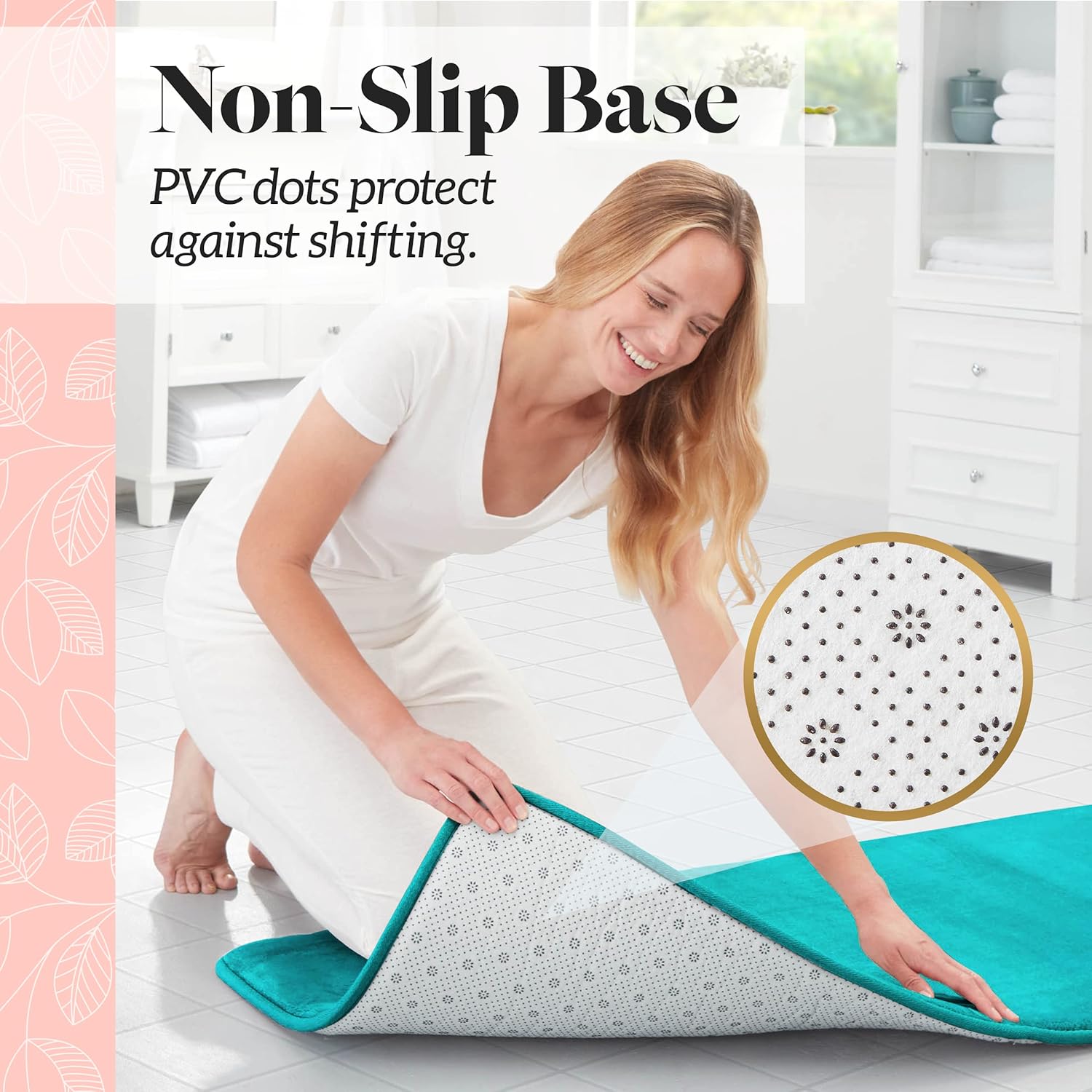 Genteele – Tapetes de baño antideslizantes, color verde azulado, 20 x 32 pulgadas y de secado rápido, alfombras de espuma viscoelástica