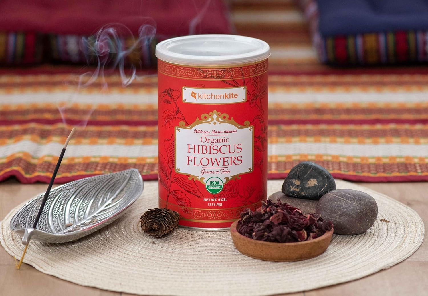 Flores orgánicas de hibisco de 4 onzas, 100% naturales y de calidad premium, aprobado por la USDA, té de hierbas, sin OMG, sin cafeína