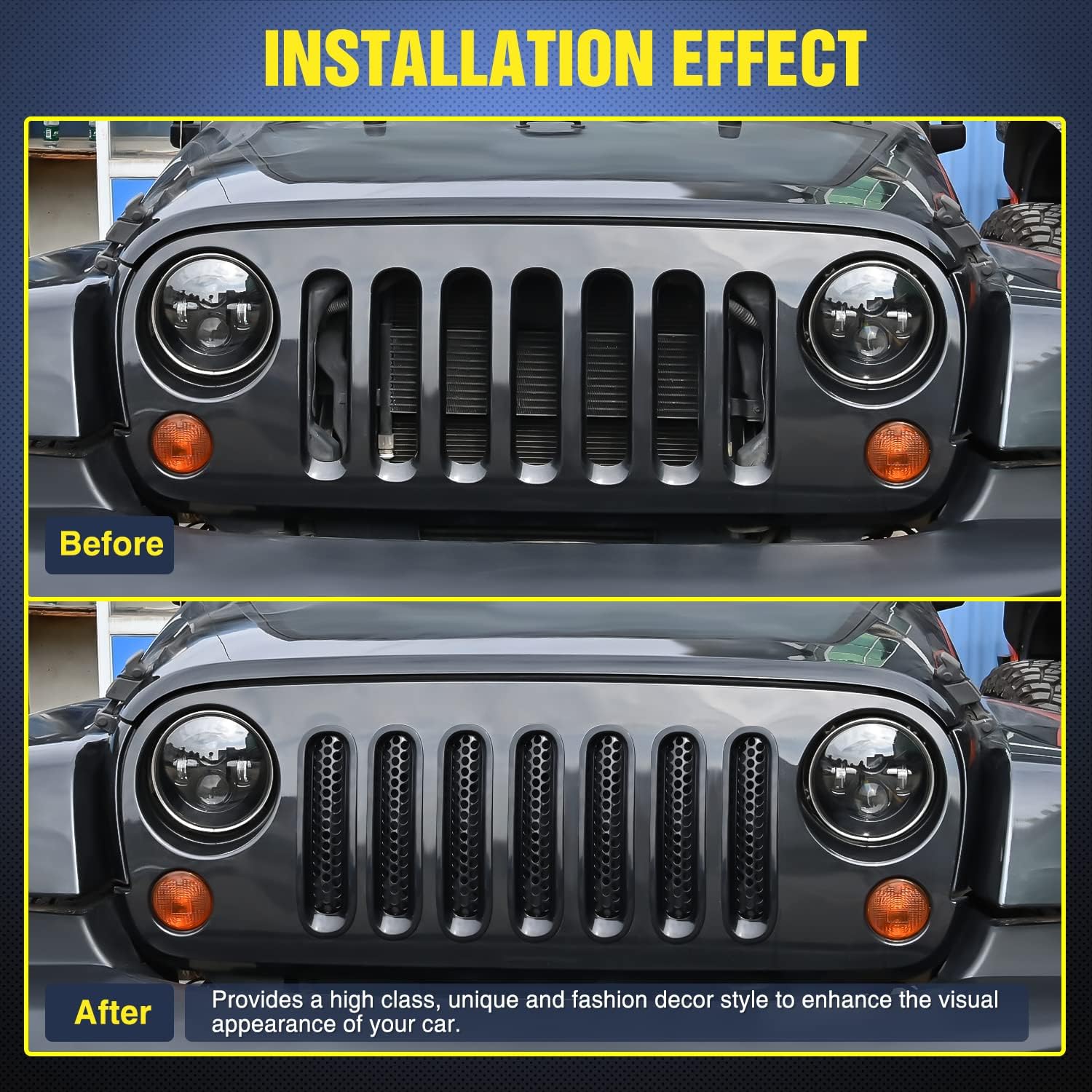Protector de insertos de malla con clip para Wrangler JK 2007-2017