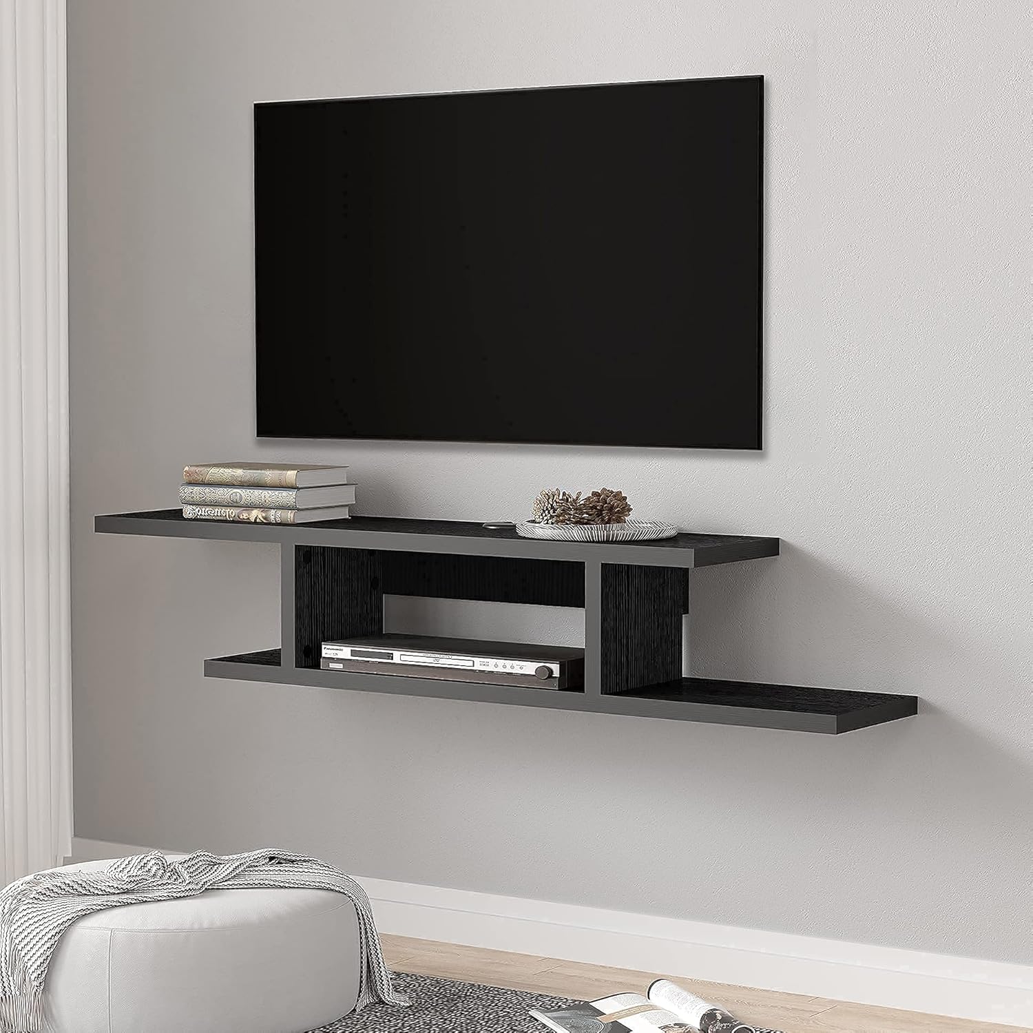FITUEYES Estante flotante conciso para TV  Centro de entretenimiento montado en la pared, gabinete de pared con componente de consola multimedia,