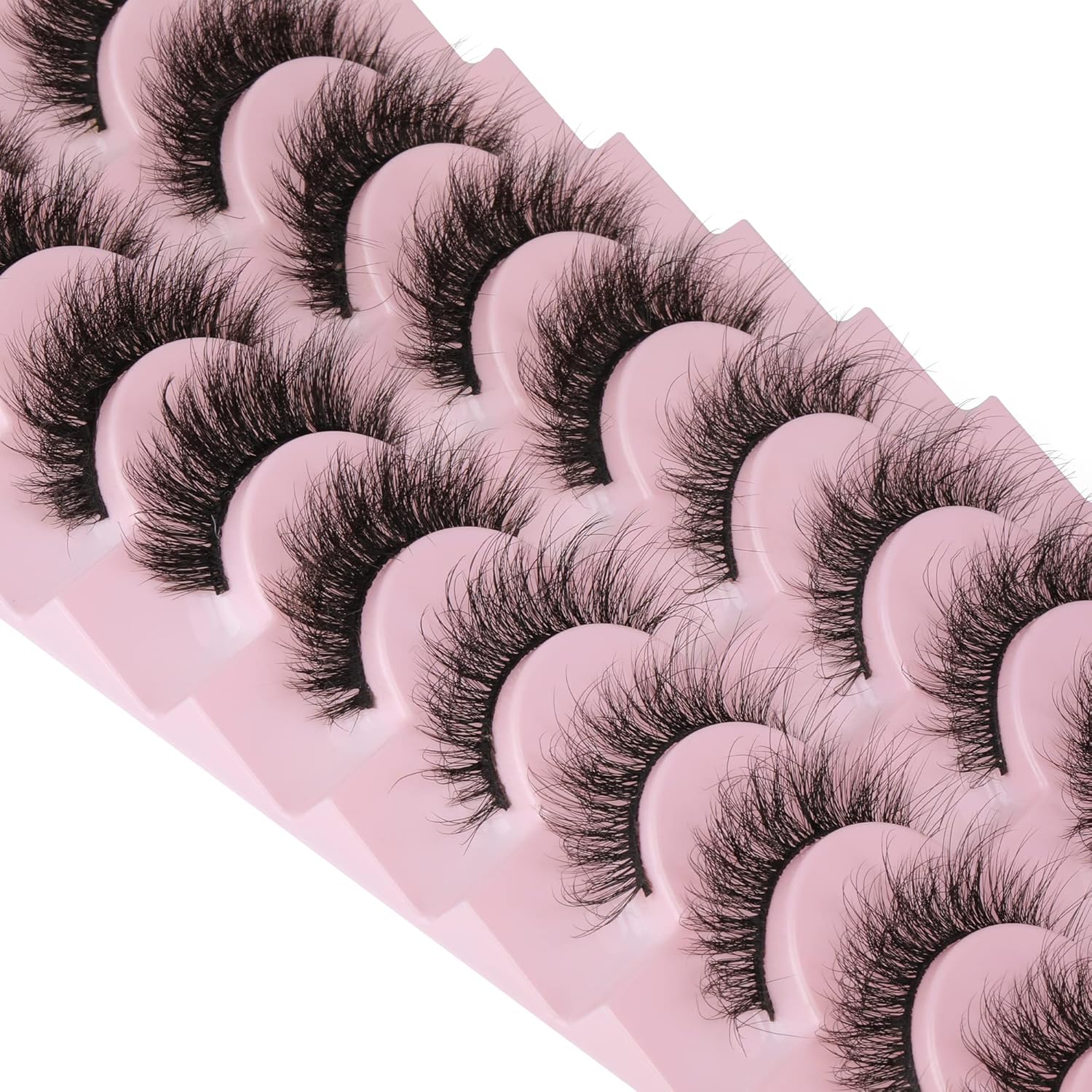 FANXITON – Pestañas de visón esponjosas de aspecto natural, 0.60 a 0.70 pulgadas, 10 pares de pestañas postizas de visón sintético, volumen 3D, 2