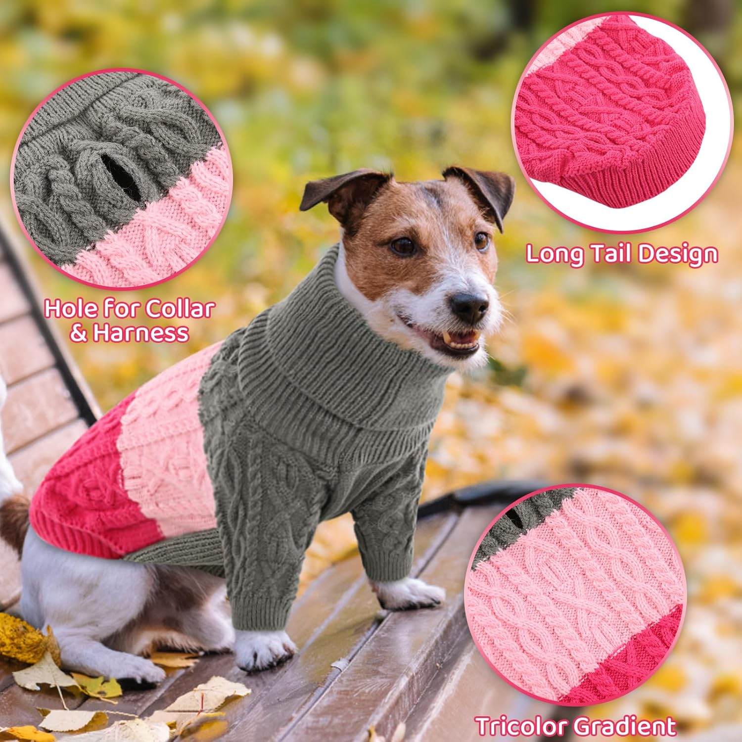 ASENKU Suéter de perro para perros pequeños y medianos, sudadera de punto de cuello alto para perro, ropa gruesa para cachorros para chihuahua,