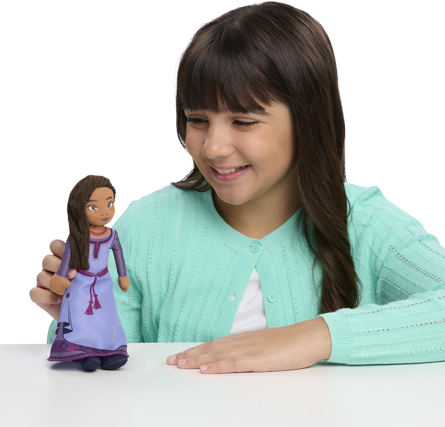 Disney Wish – Asha de peluche parlante de 8 pulgadas, juguete interactivo, cabello negro y vestido morado, juguetes para niños de 2 años en adelante