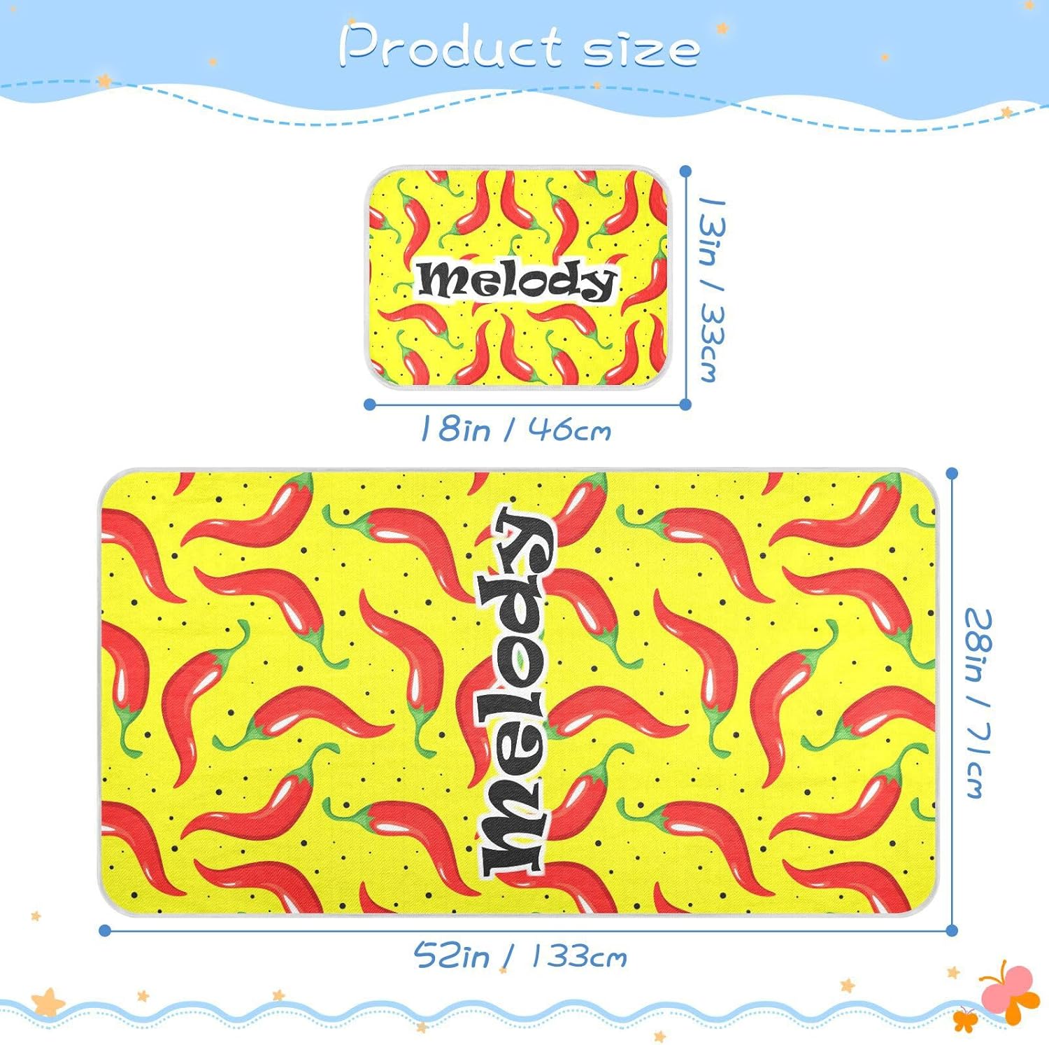 Protector de colchón de cuna de chile picante rojo personalizado para niños y niñas, tapete de seda de hielo, protector de colchón para bebé,