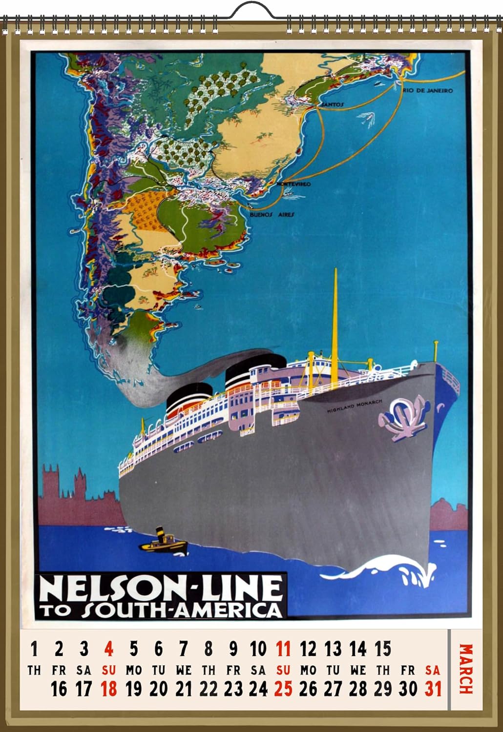 Calendario de pared 2023 12 páginas de 8 x 12 pulgadas Ocean Cruise Ships Vintage Travel Poster Ads