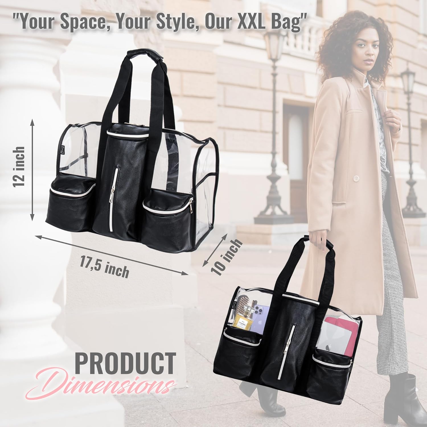 Bolsa de maquillaje transparente extragrande para mujer, bolsas de aseo impermeables para viajes, bolsa organizadora de cosméticos transparente con