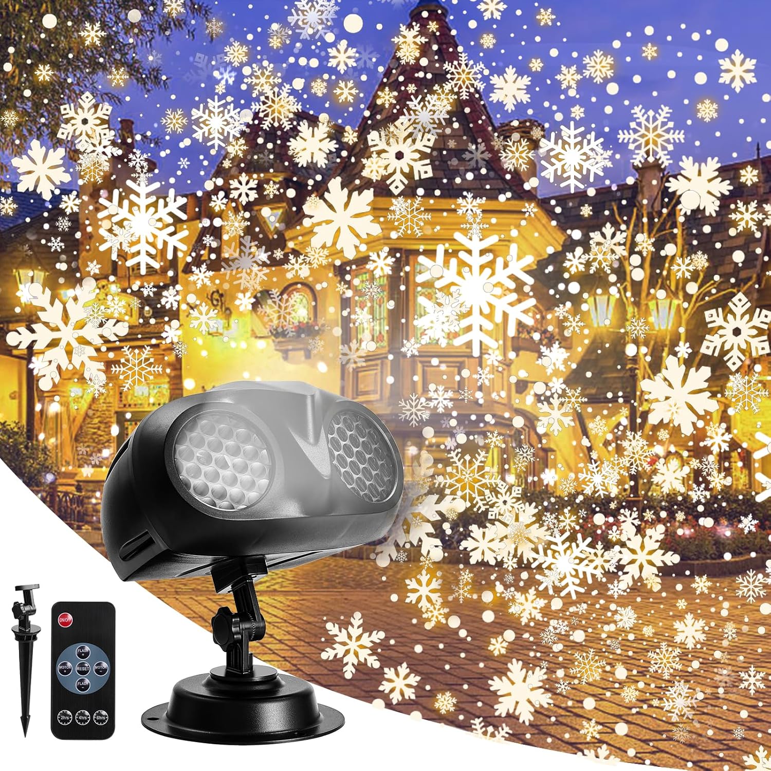 Proyector de luces de copo de nieve, proyector de luz de nieve con forma de búho de Navidad para exteriores, proyección dinámica de lámpara de