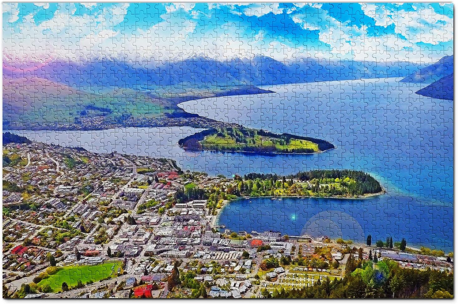 Rompecabezas de Nueva Zelanda de 1000 piezas de Nueva Zelanda Queenstown Hill Puzzle Travel Souvenir Madera