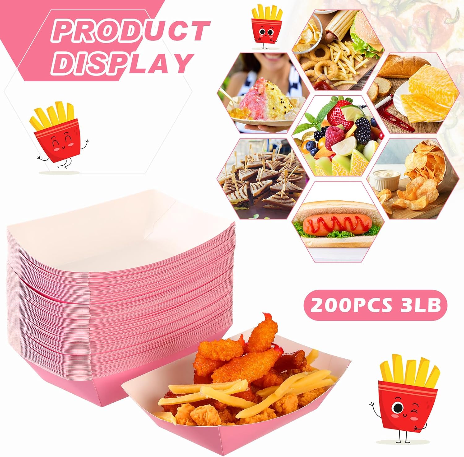 Yinkin 100 bandejas de papel de 3 libras, bandejas desechables para nachos de papel kraft para tacos, concesión, Halloween, suministros de fiesta de