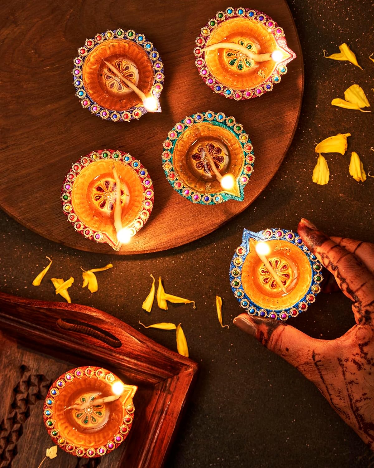 12 piezas Diwali Diyas para decoración Diwali Decoraciones para el hogar Diwali luces Diwali Decoración Diwali Diya Diwali Vela Diwali Regalos para