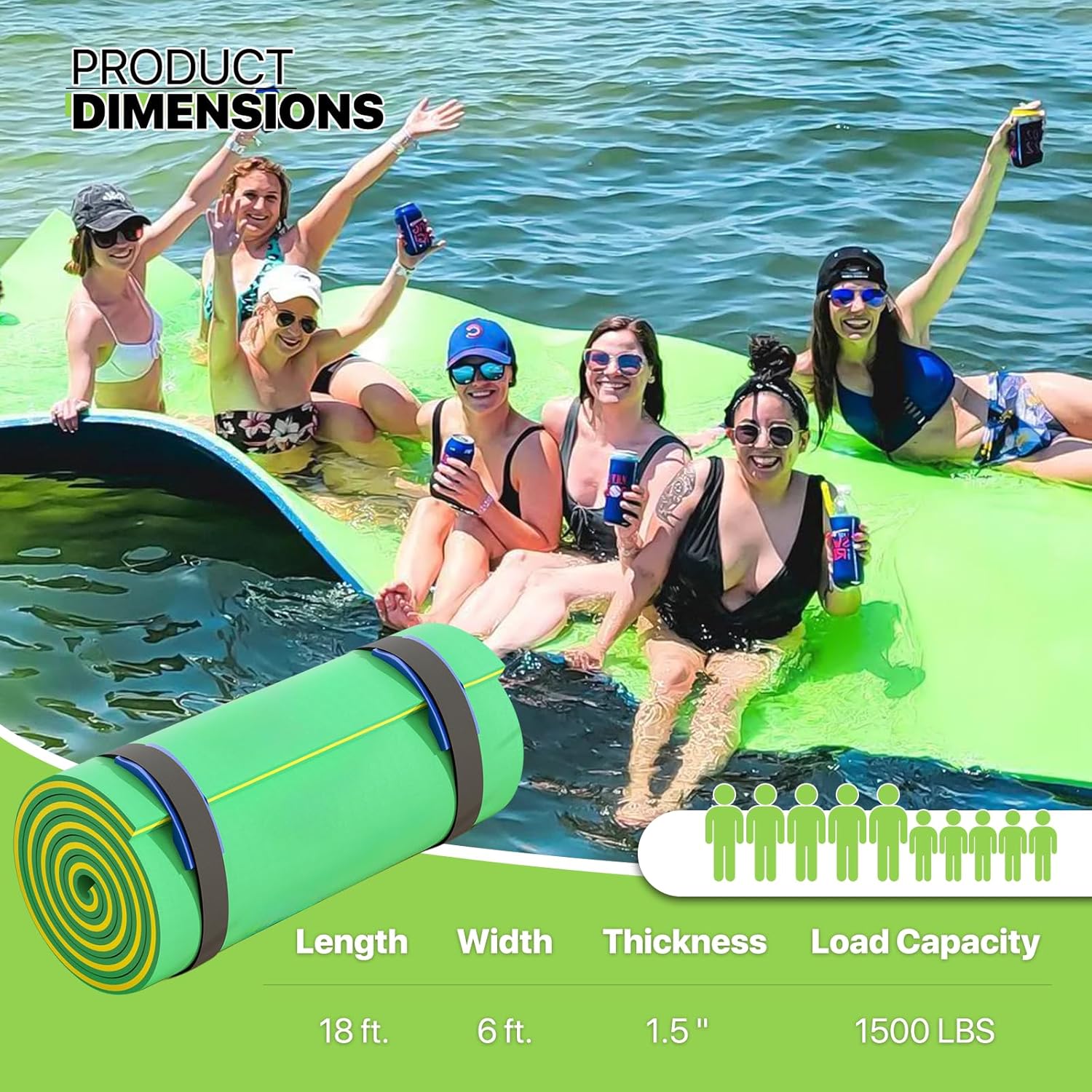 Magshion Large Water Floating Mat for Adults Pool Lake Boating Float Pad 18 x 6 ft