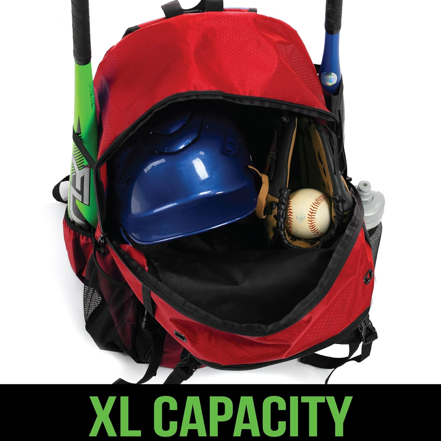 Athletico Advantage Bolsa de béisbol  Mochila de béisbol con soporte externo para casco para béisbol, T-Ball y Softbol Equipo y equipo para jóvenes