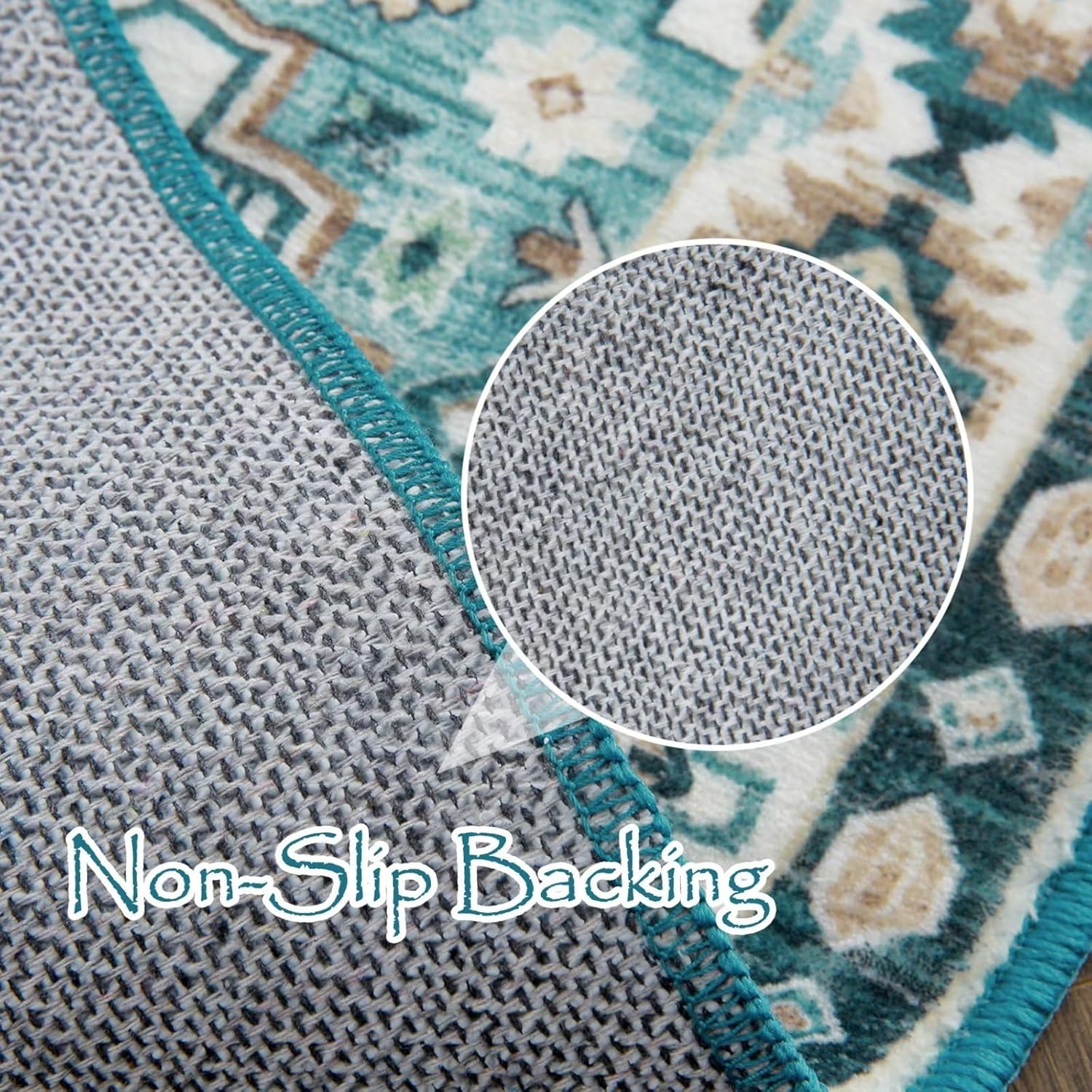 COZYLOOM Alfombra vintage de estilo bohemio de 4 x 6 pies, lavable, con estampado floral oriental, antideslizante, con medallón, suave, plegable,