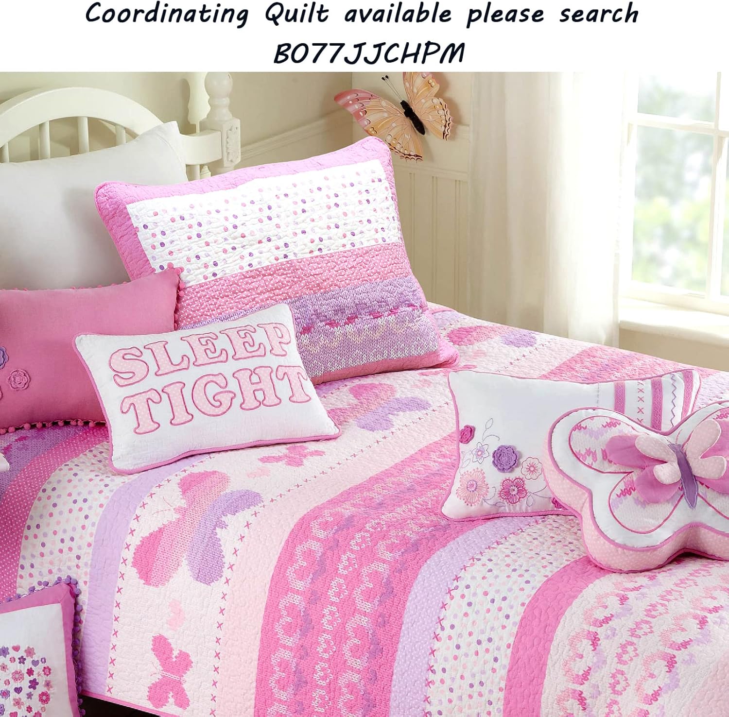Cozy Line Home Fashions – Juego de ropa de cama con diseño de tulipán, mariposa, flores rosas, reversible, 100 % de algodón