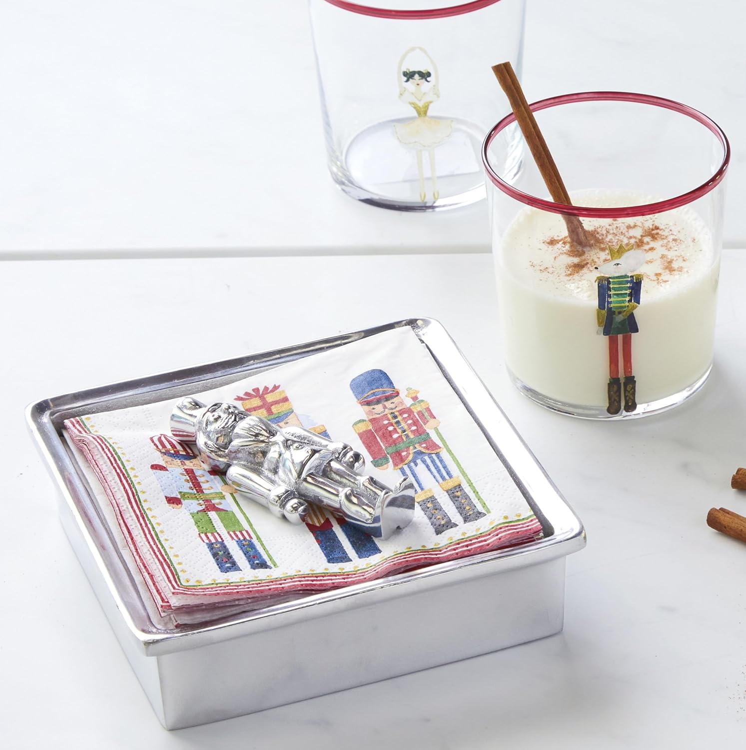 MARIPOSA NUTCRACKER SIGNATURE SERVILLETA SET  PLATA  BRILLANTE  REGALOS  CAJA DE SERVILLETA Y JUEGO DE PESAS  ALUMINIO DE SANDCAST RECICLADO  HECHO