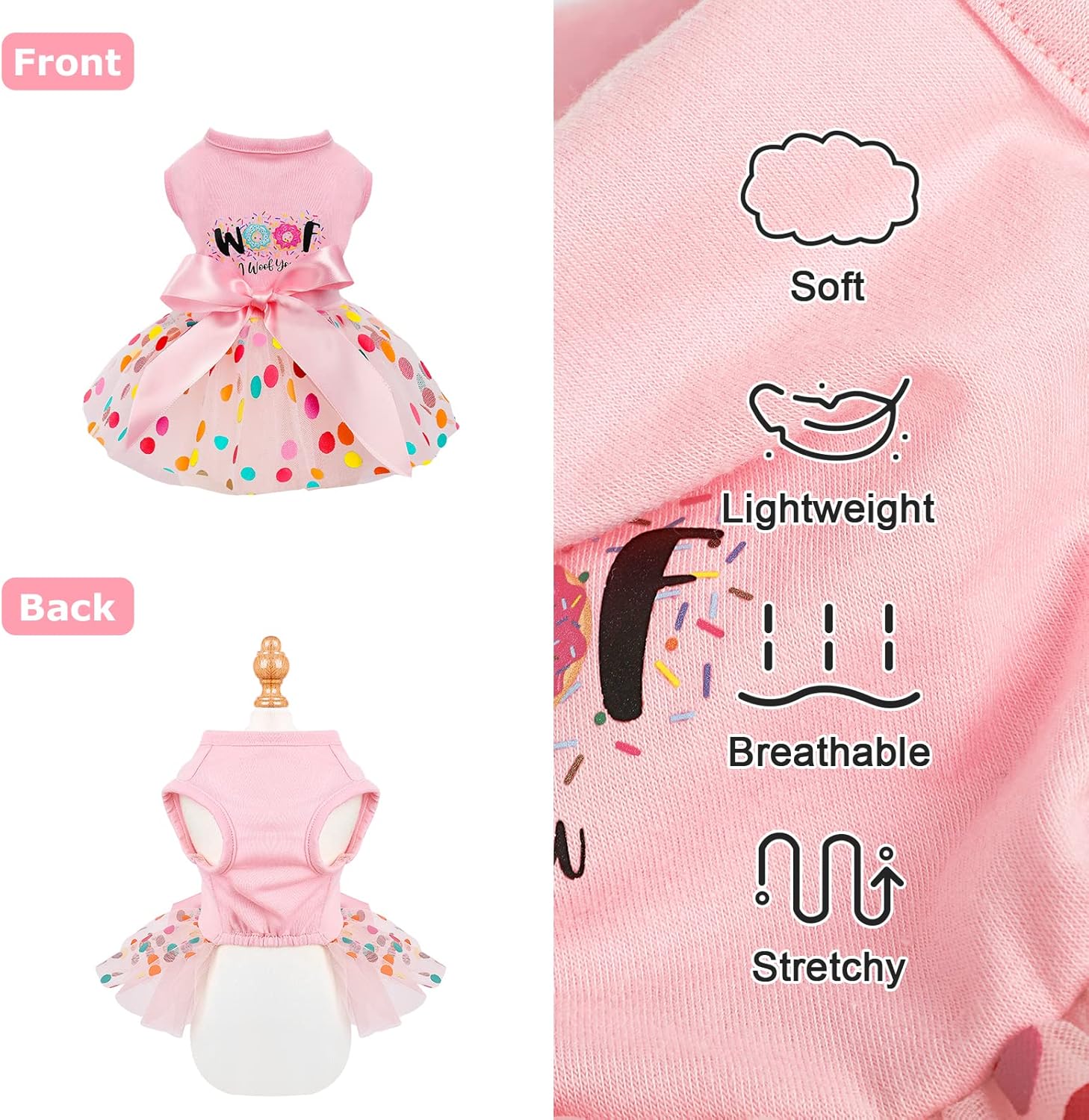 Vestido de cumpleaños para perro, ropa de primavera para perros pequeños, hembra, cachorro, princesa, tutú, lindo vestido de tul para perro,