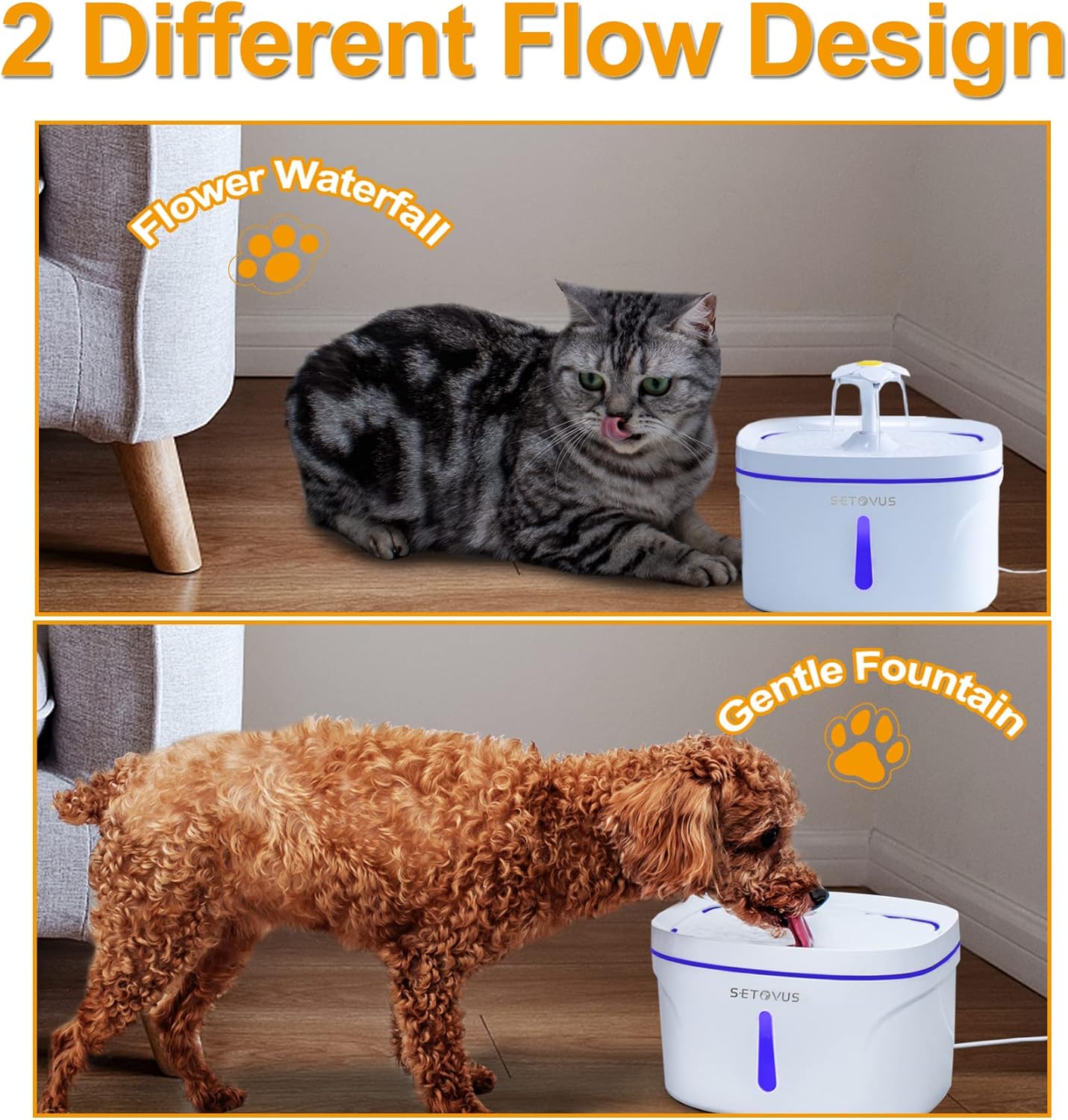 Fuente de agua para gatos, fuente de agua automática para mascotas de 84 oz2.5 L para gatos en el interior, fuente de agua para gatos con luz LED