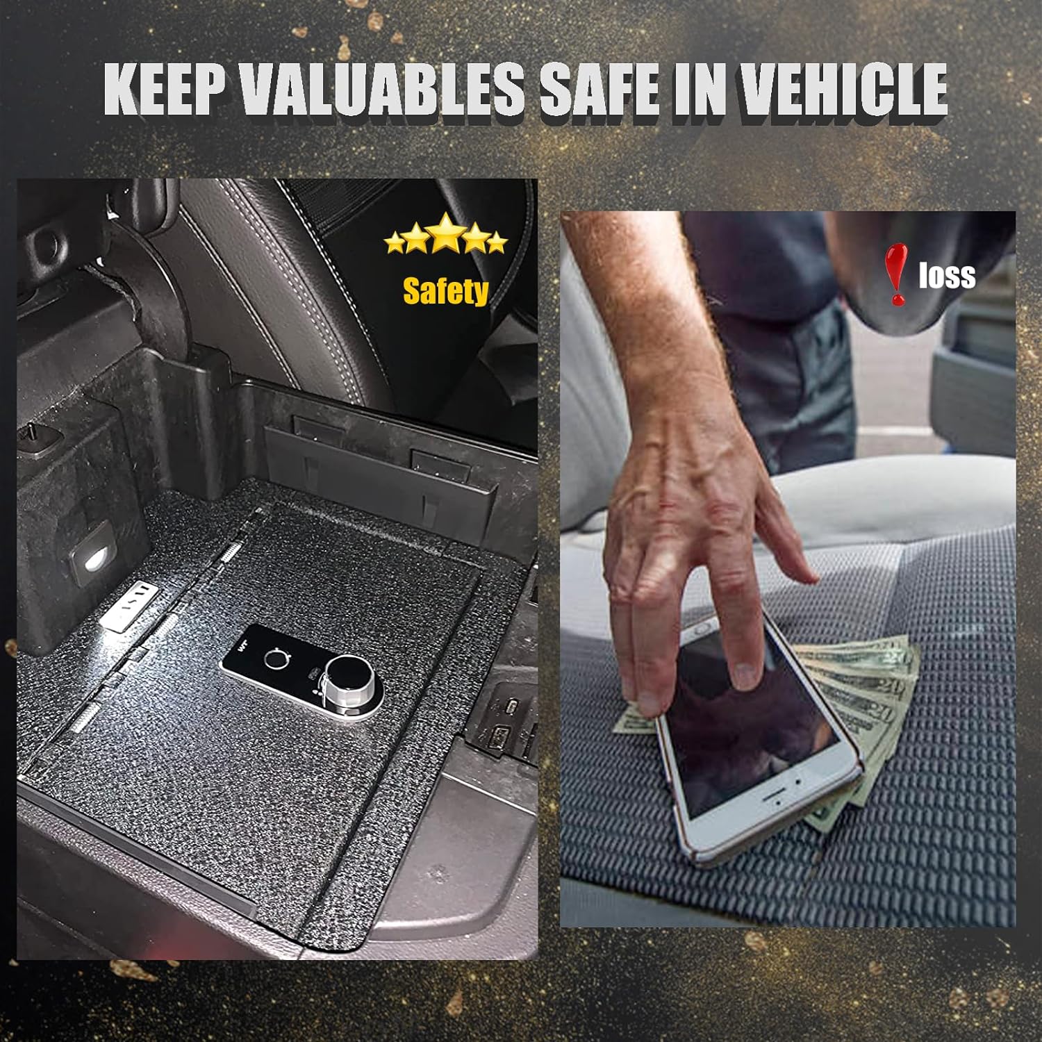 Caja fuerte para consola central caja de seguridad para consola WASAI Premium en el vehículo compatible con Ford F-150 2021-2024, Ford F-150