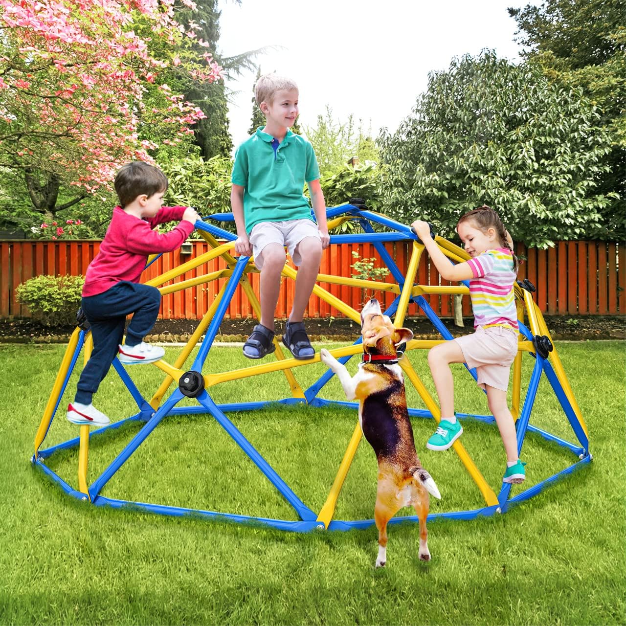 GIKPAL Cúpula de escalada, escalada de cúpula geométrica mejorada de 6 pies con agarre de escalada para niños, equipo de juego para interiores y
