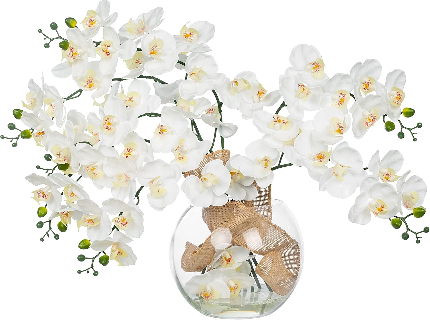 Vanity Art Arreglo floral de orquídea Phalaenopsis de ilusión líquida de 21.87 pulgadas en jarrón para decoración del hogar  8 piezas de flores