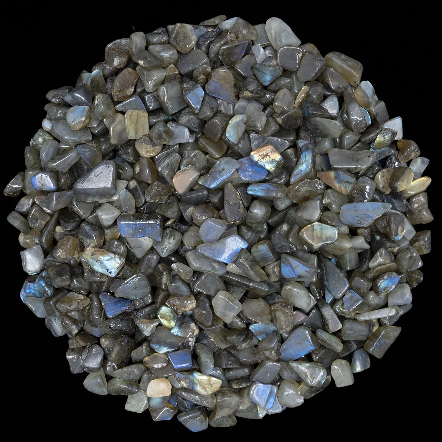 Crocon Chips de labradorita triturada de 1 libra, piedra a granel, 2000 quilates, piezas de cuarzo natural, forma irregular, piedra preciosa para