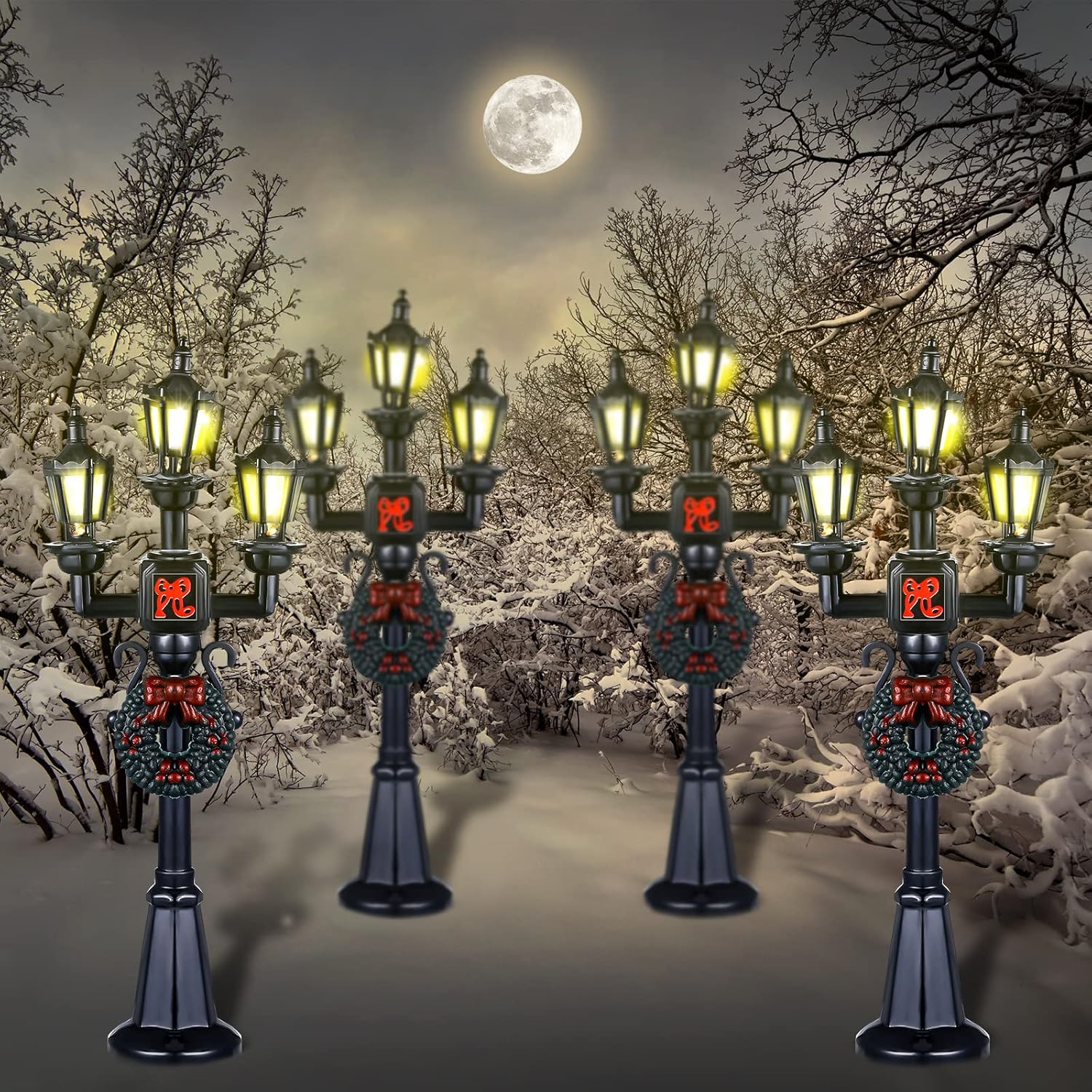 Lámpara de Navidad para poste de aldea, accesorios de aldea, lámpara de tren, farol, lámpara de calle en miniatura, luces de calle decorativas para