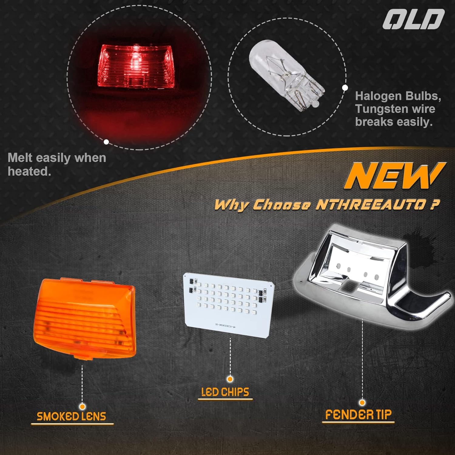 NTHREEAUTO 2 luces LED para guardabarros delanteros y traseros, compatibles con Harley Road King Electra Glide Ultra Classic Heritage Softail