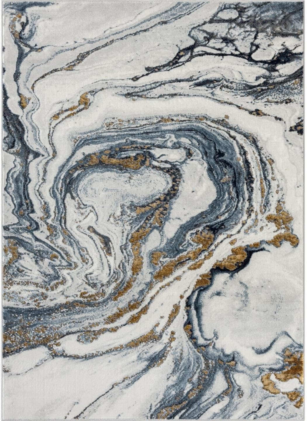 LUXE WEAVERS Francesca Collection 2190 – Alfombra abstracta de mármol azul 8×10