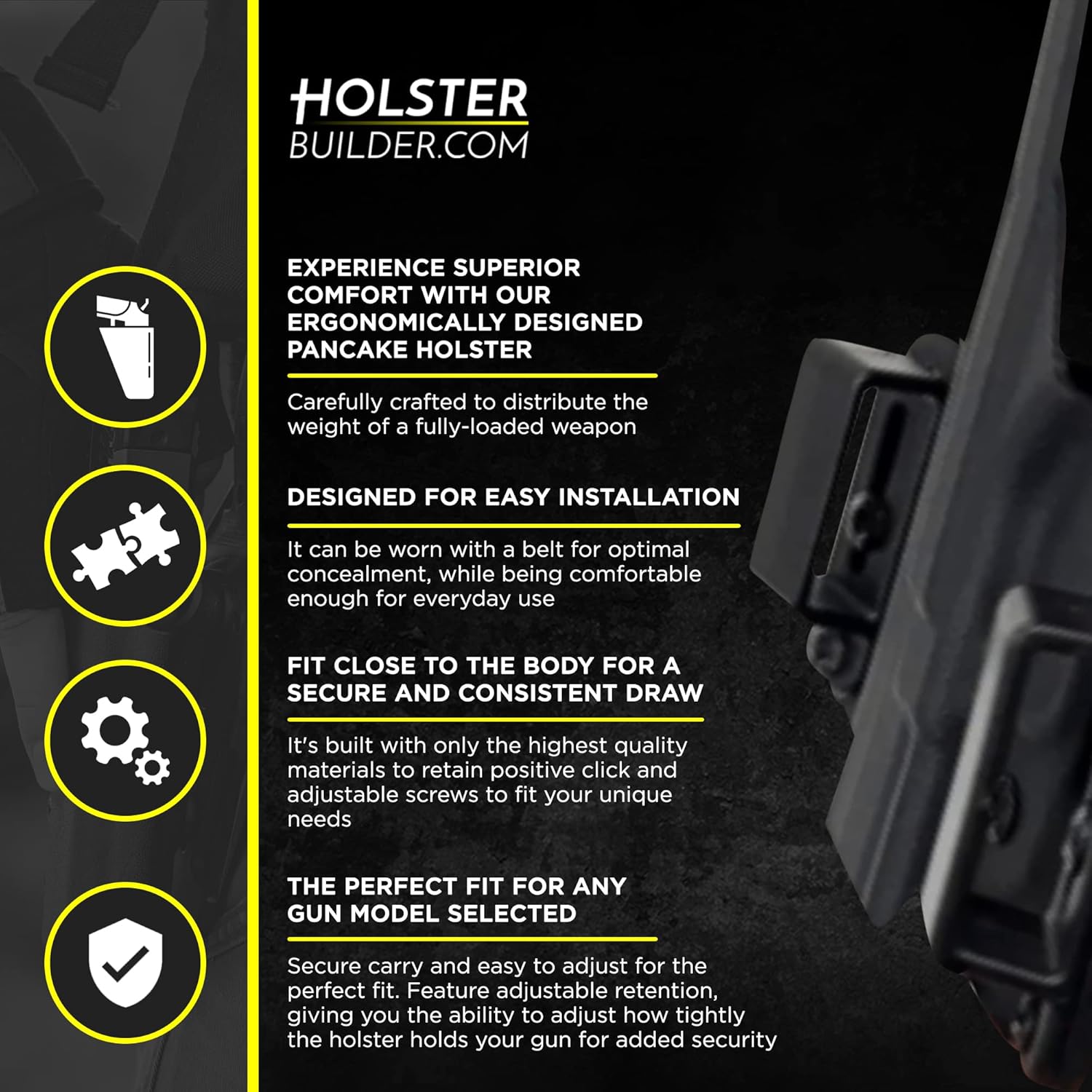 Funda OWB de alta calidad para transporte oculto, ajustable y duradera, funda universal para pistola para hombres y mujeres, cómodo uso diario,